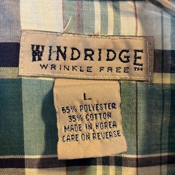 Windridge men’s L Green plaid short sleeve button down polyester blend shirt - Picture 2 of 13